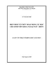 Luận văn Biện pháp tổ chức hoạt động tự học cho sinh viên khoa ngoại ngữ - Đại học tự nhiên