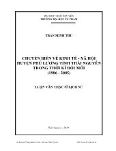 Luận văn Chuyển biến về kinh tế - Xã hội huyện phú lương tỉnh thái nguyên trong thời kì đổi mới (1986 - 2005)