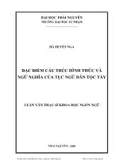 Luận văn Đặc điểm cấu trúc hình thức và ngữ nghĩa của tục ngữ dân tộc tày