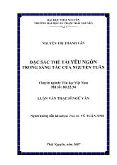 Luận văn Đặc sắc thể tài yêu ngôn trong sáng tác của Nguyễn Tuân