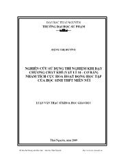 Luận văn Nghiên cứu sử dụng thí nghiệm khi dạy chương chất khí (vật lí 10 - Cơ bản) nhằm tích cực hóa hoạt động học tập của học sinh trung học phổ thông miền núi