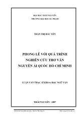 Luận văn Phong lê với quá trình nghiên cứu thơ văn nguyễn ái quốc Hồ Chí Minh