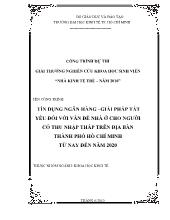 Công trình Tín dụng ngân hàng –giải pháp tất yếu đối với vấn đề nhà ở cho người có thu nhập thấp trên địa bàn thành phố Hồ Chí Minh từ nay đến năm 2020