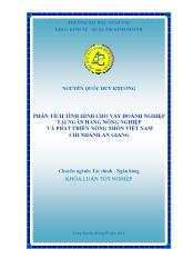 Khóa luận Phân tích tình hình cho vay doanh nghiệp tại ngân hàng nông nghiệp và phát triển nông thôn Việt Nam chi nhánh An Giang
