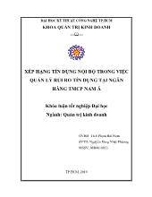 Khóa luận Xếp hạng tín dụng nội bộ trong việc quản lý rủi ro tín dụng tại ngân hàng thương mại cổ phần Nam Á