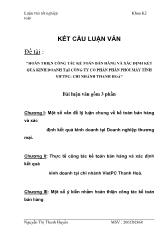 Luận văn Hoàn thiện công tác kếtoán bán hàng và xác định kết quả kinh doanh tại công ty cổ phần phân phối máy tính vietpc- Chi nhánh Thanh Hoá