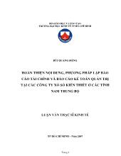 Luận văn Hoàn thiện nội dung lập báo cáo tài chính và quản trị tại các công ty xổ số kiến thiết