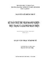 Luận văn Kế toán thuế thu nhập doanh nghiệp: Thực trạng và giải pháp hoàn thiện