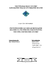 Luận văn Phân tích hiệu quả hoạt động kinh doanh của ngân hàng Sài Gòn công thương chi nhánh Cần Thơ