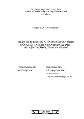 Luận văn Phân tích hiệu quả tín dụng đối với hộ sản xuất tại Ngân hàng nông nghiệp và phát triển nông thôn huyện Chợ Mới