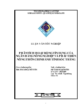 Luận văn Phân tích hoạt động tín dụng của ngân hàng nông nghiệp và phát triển nông thôn chi nhánh tỉnh Sóc Trăng