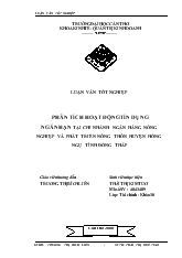 Luận văn Phân tích hoạt động tín dụng ngắn hạn tại chi nhánh ngân hàng nông nghiệp và phát triển nông thôn huyện hồng ngự tỉnh Đồng Tháp