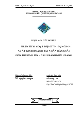 Luận văn Phân tích hoạt động tín dụng sản xuất kinh doanh tại ngân hàng sài gòn thương tín - Chi nhánh Kiên Giang