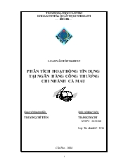Luận văn Phân tích hoạt động tín dụng tại ngân hàng công thương chi nhánh Cà Mau