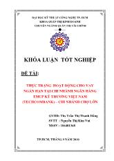 Luận văn Thực trạng hoạt động cho vay ngắn tại ngân hàng thương mại cổ phần kỹ thương Việt Nam chi nhánh Chợ Lớn