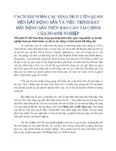 Báo cáo Cách ghi nhận các giao dịch liên quan đến bất động sản và việc trình bày bất động sản trên tài chính của doanh nghiệp