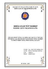 Khoá luận Các giải pháp nâng cao hiệu quả quản lý rủi ro tín dụng tại chi nhánh ngân hàng nông nghiệp và phát triển nông thôn đông sài gòn