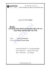 Luận văn Giải pháp hoàn thiện hoạt động huy động vốn của Ngân Hàng Thương Mại Việt Nam