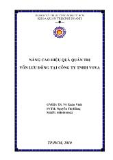 Luận văn Nâng cao hiệu quả quản trị vốn lưu động tại công ty TNHH vova