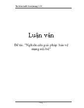 Luận văn Nghiên cứu giải pháp bảo vệ mạng nội bộ