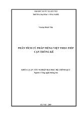 Luận văn Phân tích cú pháp tiếng việt theo tiếp cận thống kê