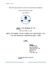 Tiểu luận Phân tích hiệu ứng của phá giá nội tệ lên cán cân thanh toán. minh hoạ thực tiễn