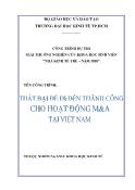 Đề tài Thất bại để đi đến thành công cho hoạt động M&A tại Việt Nam