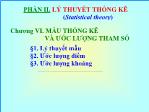 Chương VI. Mẫu thống kê và ước lượng tham số