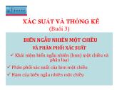 Xác suất và thống kê - Biến ngẫu nhiên một chiều và phân phối xác suất (buổi 3)