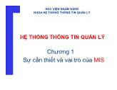 Bài giảng Hệ thống thông tin quản lý - Chương 1: Sự cần thiết và vai trò của MIS