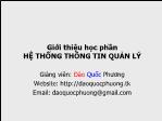 Bài giảng Hệ thống thông tin quản lý - Giới thiệu