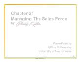 Bài giảng Marketing Management - Chapter 21 Managing The Sales Force