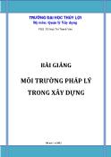 Bài giảng Môi trường pháp lý trong xây dựng