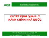 Bài giảng Quyết định quản lý hành chính nhà nước