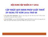 Cập nhật quy định pháp luật thuế áp dụng từ năm 2016 trở đi