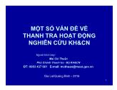 Một số vấn đề về thanh tra hoạt động nghiên cứu khoa học & công nghệ